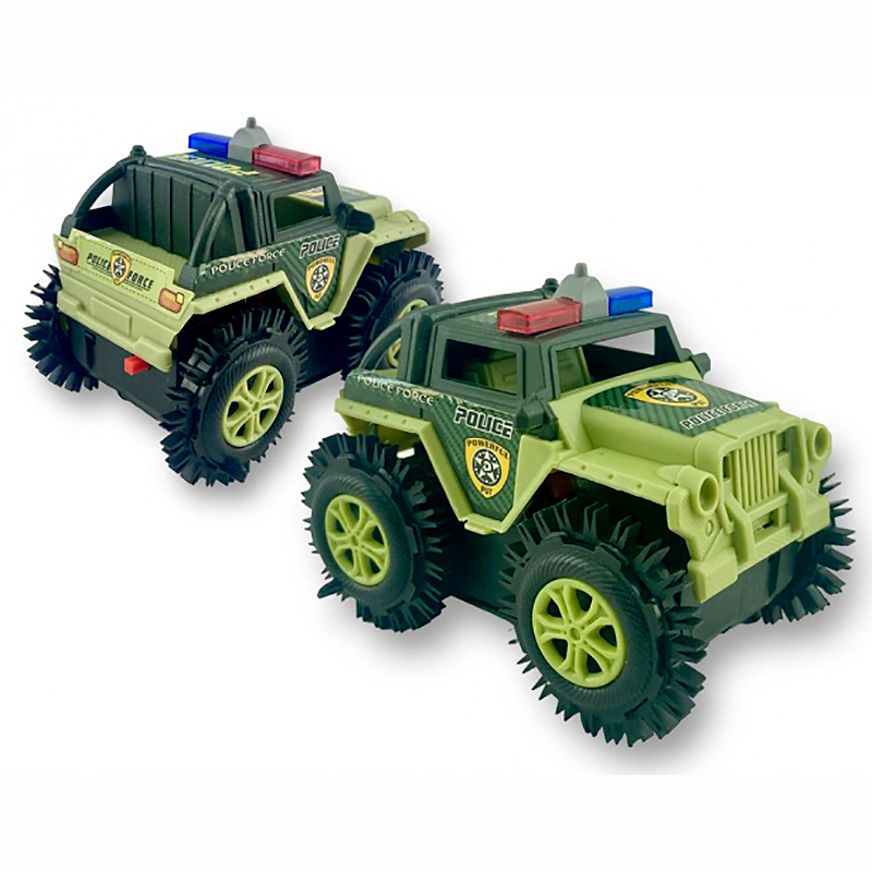 Akrobatické auto JEEP polícia