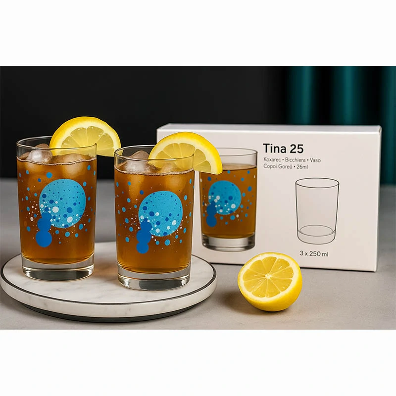 TINA25 - Sklenené poháre na nápoje 250ml - 3ks