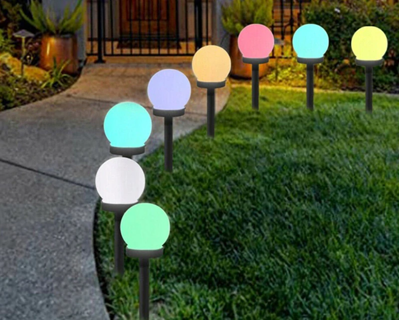 Záhradné solárne lampy RGB so senzorom súmraku 4ks