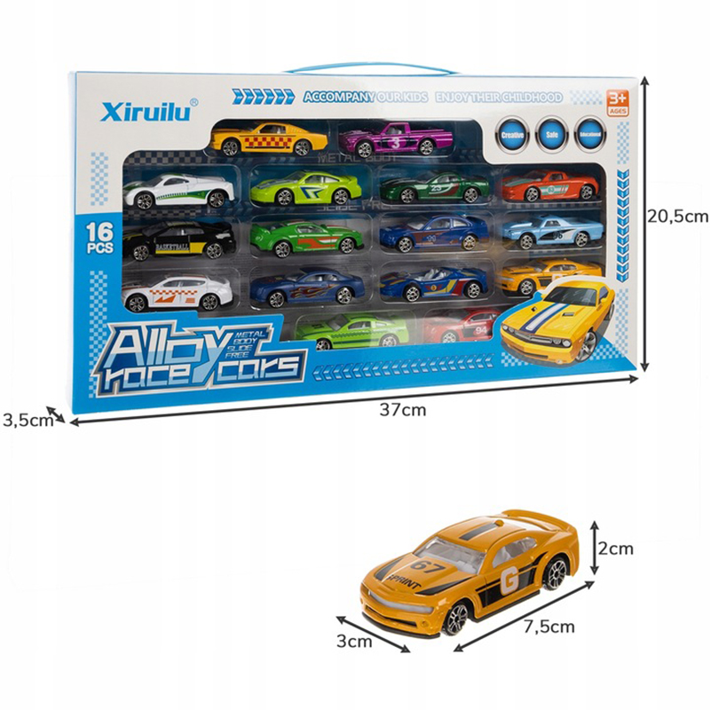 Sada kovových autíčok 1:64 16ks