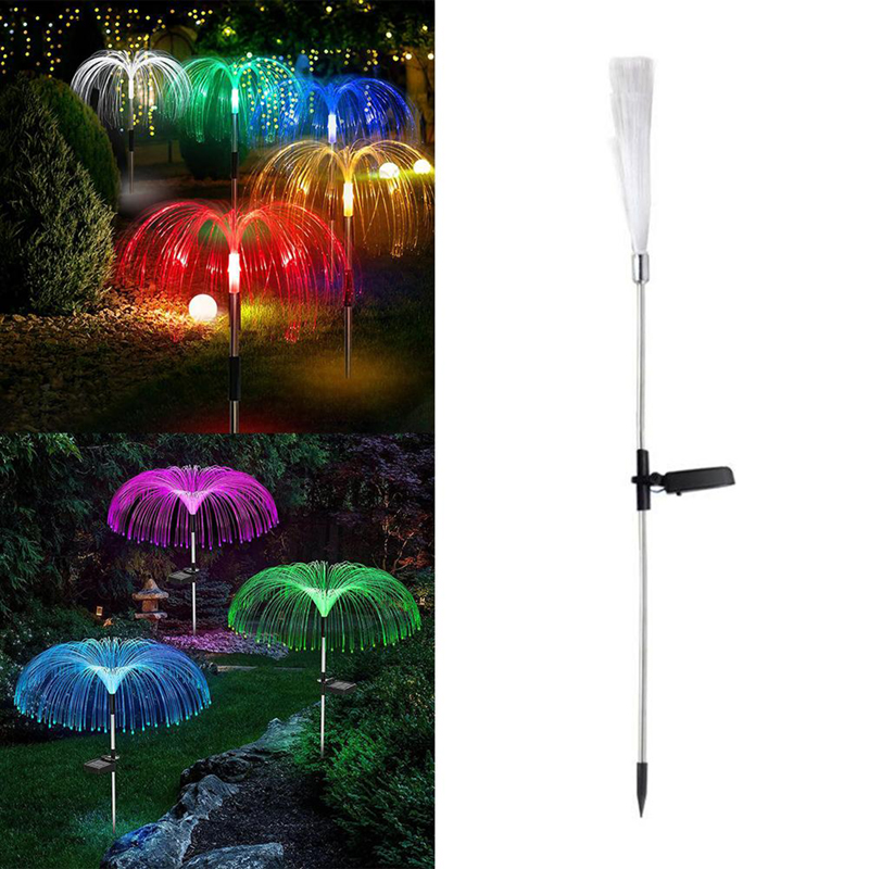 Medúza - Sada 2ks solárnych záhradných lámp RGB 6LED 80cm