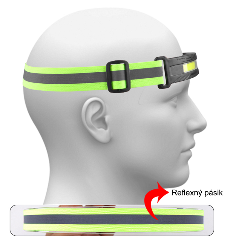 Čelová baterka 30 COB LED