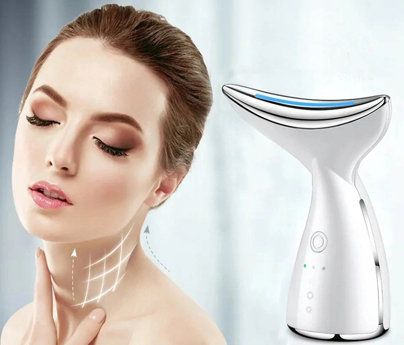 Ultrazvukový relaxačný masážny prístroj na krk a tvár EMS lifting 3v1