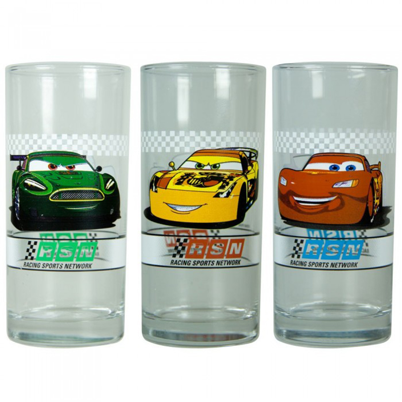 Disney Cars - Sklenené poháre na nápoje 290ml - 3 vzory