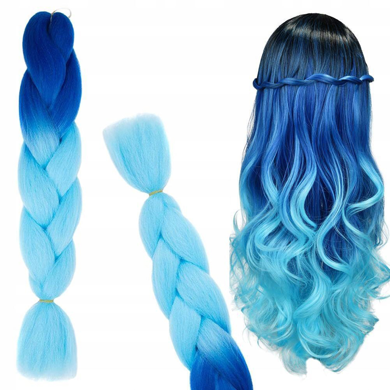 Syntetické vlasy - Vrkoč modrý 60cm