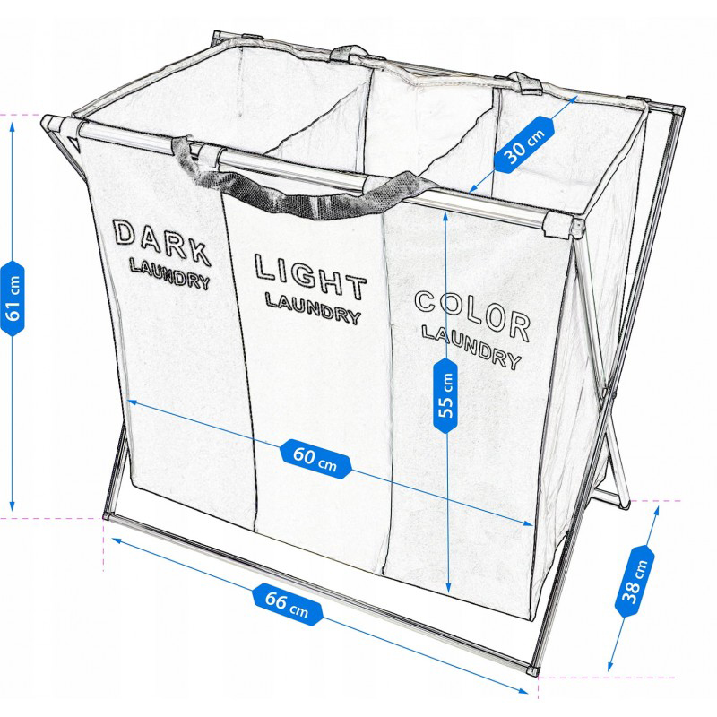 Kôš na bielizeň trojkomorový 137L