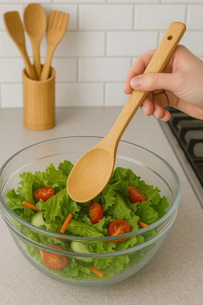 Sada kuchynského náradia so stojanom z bambusového dreva