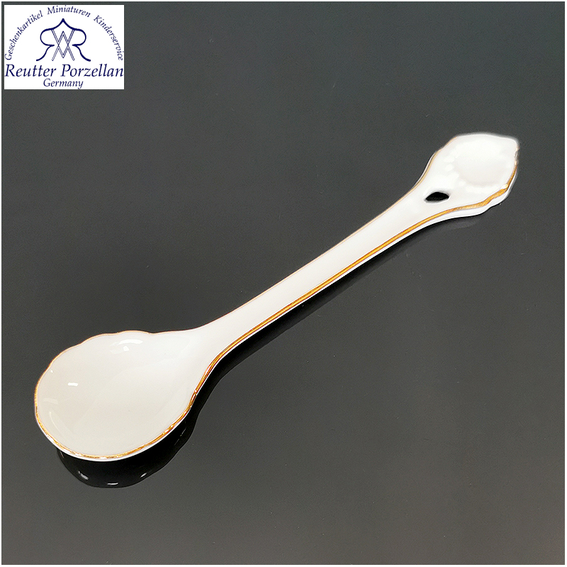 Reutterr Porzelan - Porcelánová dezertná lyžička sao zlatým lemovaním 14cm