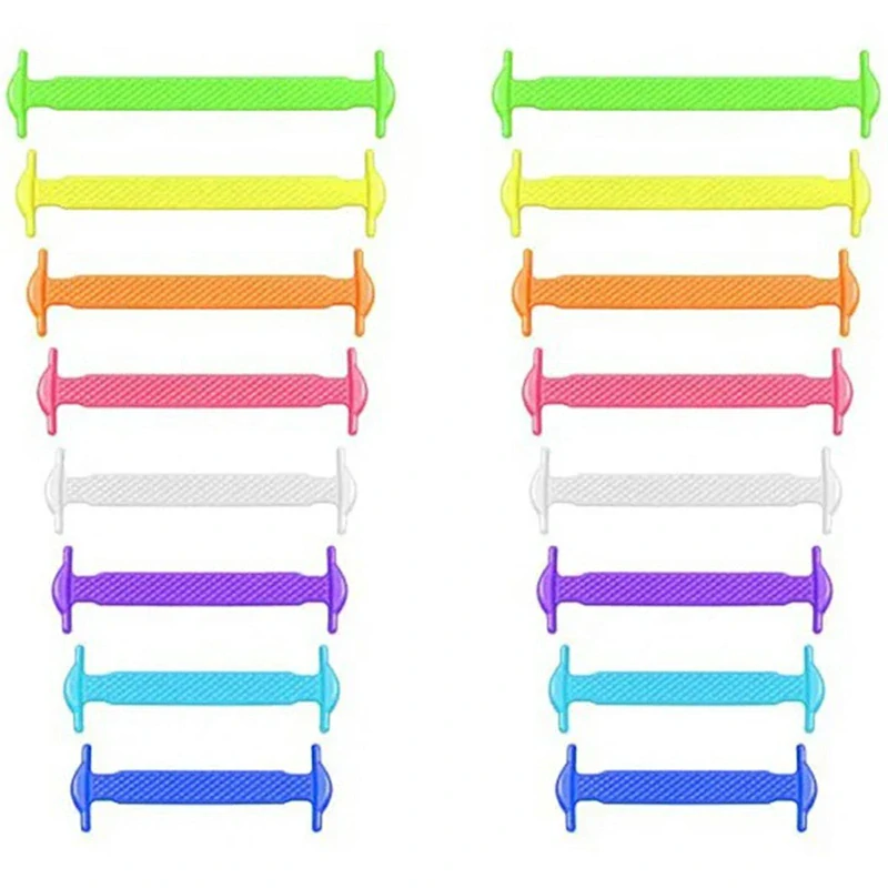 Silikónové šnúrky do topánok bez viazania Rainbow 16ks