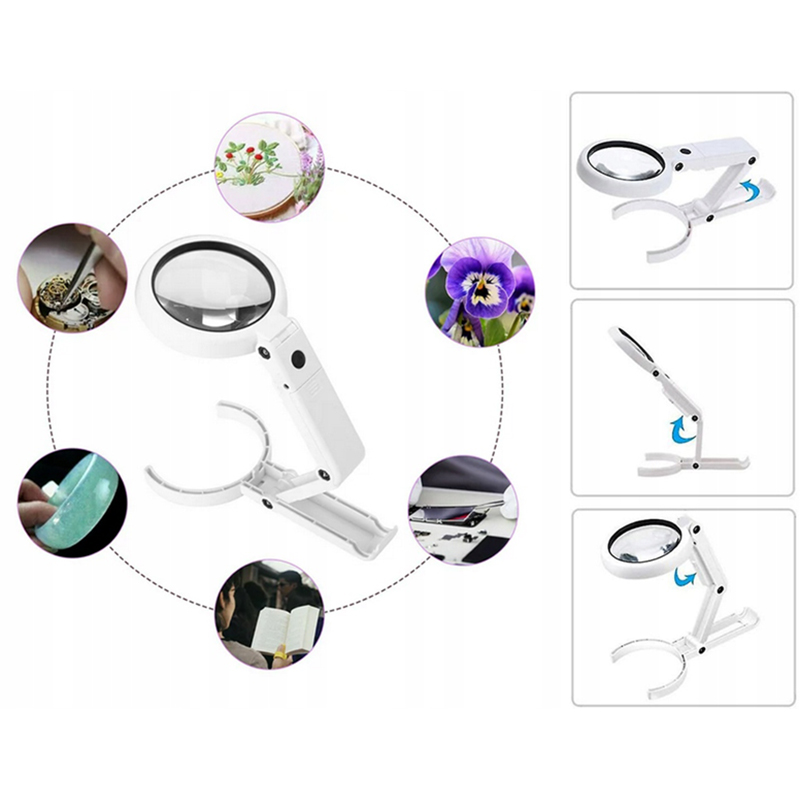 Skladacia lupa LED 5x 11x