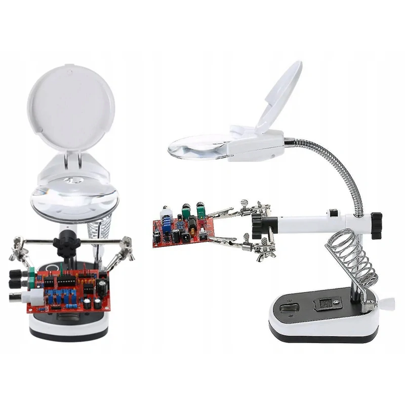 Sada Tretia ruka LED s lupou 10x a stojanom na spájkovačku