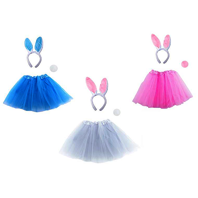 Detský kostým - Králik - Čelenka s ušami + motýlik + chvostík +sukňa