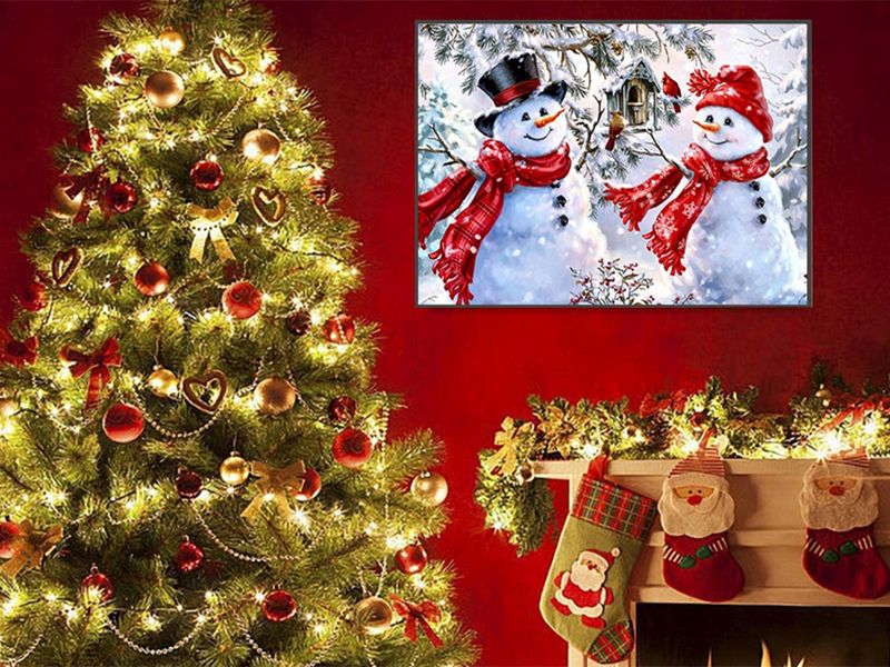 Diamantová výšivka Snehuliaci