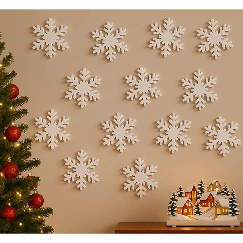 Súprava 12 ks vianočných penových vločiek – 12,5 cm