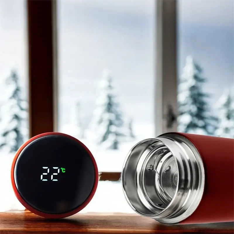 Termohrnček Smart 500 ml s LED ukazovateľom teploty červený