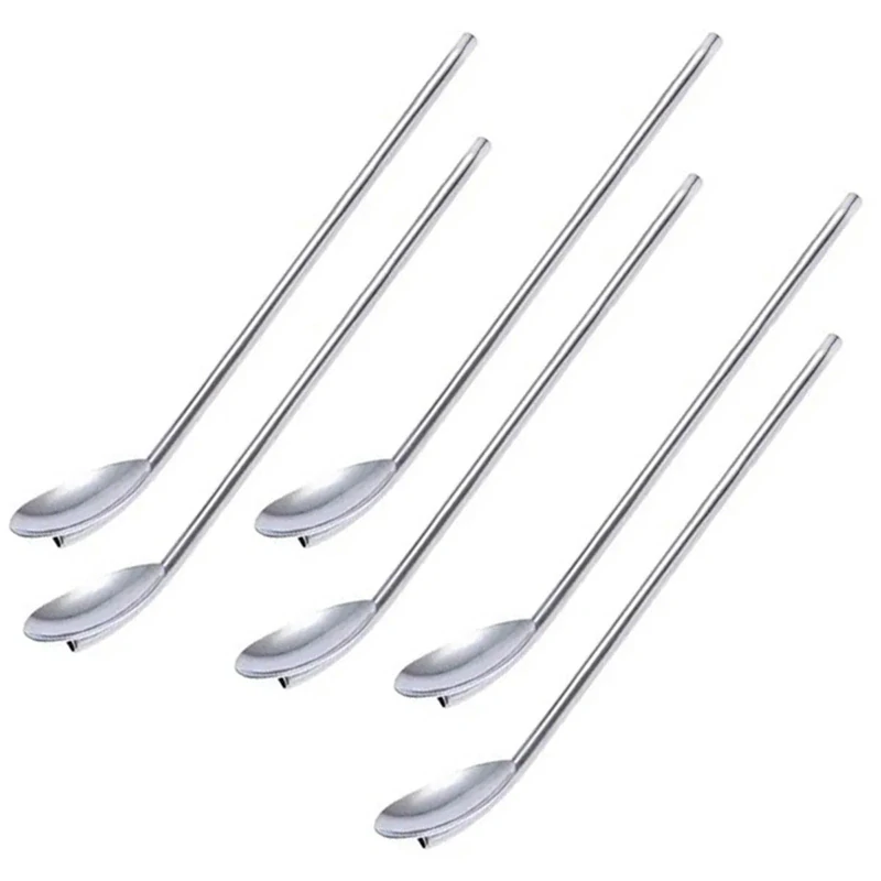Kovové slamky/lyžičky na kávu a drinky 6ks