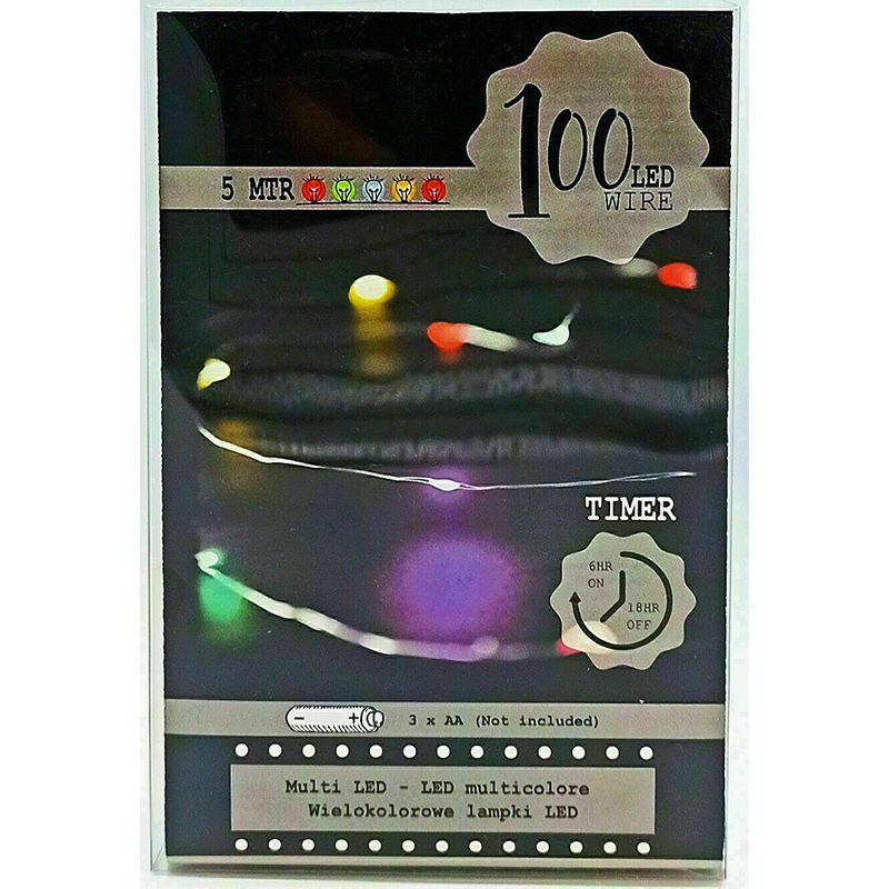 LED reťaz 5m 100LED farebná s časovačom