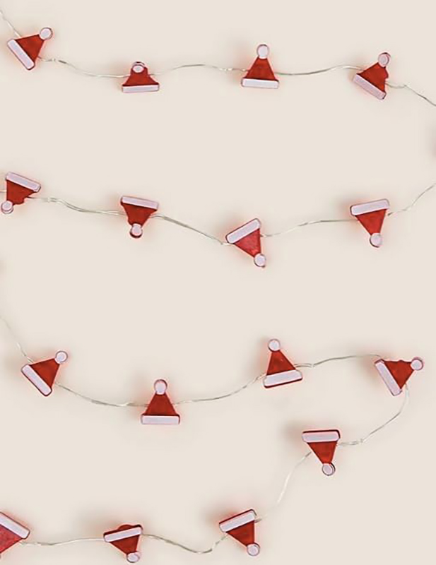 Dekoratívne LED mikulášske čiapky girlanda 2m