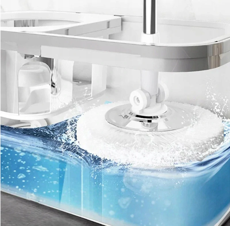 Rotačný mop s vedrom a s 2 hlavicami z mikrovlákna