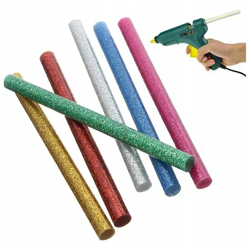 Farebné horúce lepidlo s trblietkami - 6 kusov