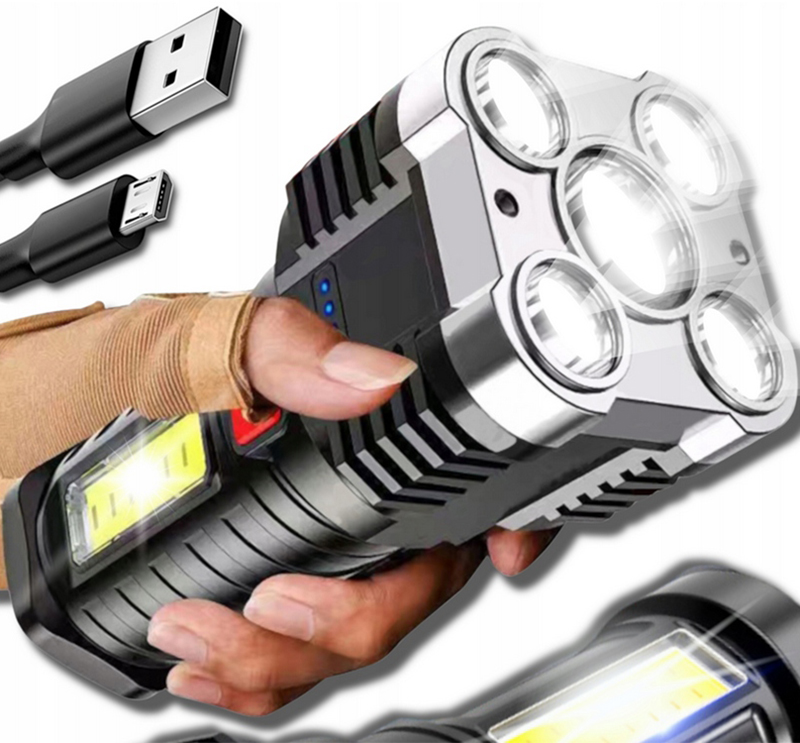 Baterka 5LED COB 2v1 nabíjateľná