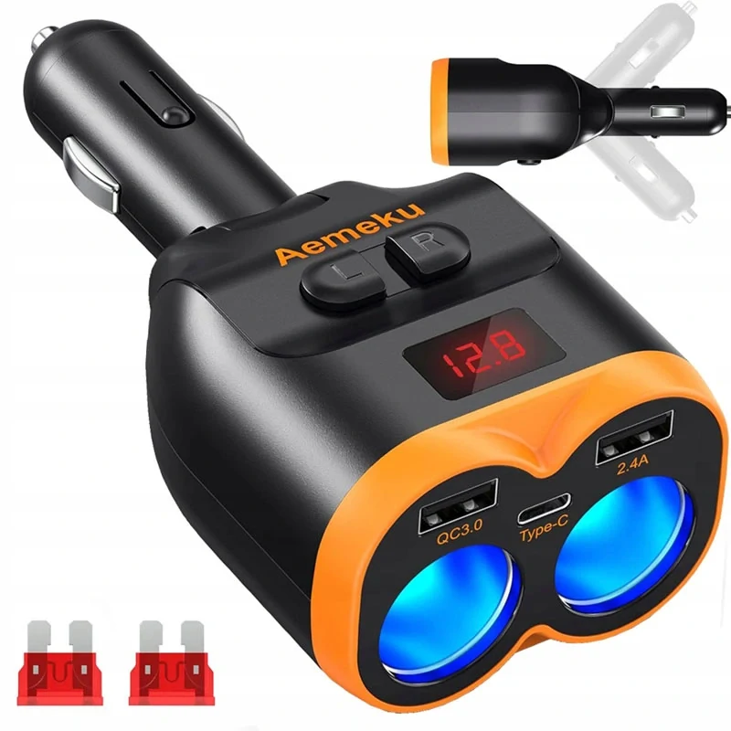 Rozdeľovač autozásuvky 12-24V 2xUSB-A 1xUSB-C 80W