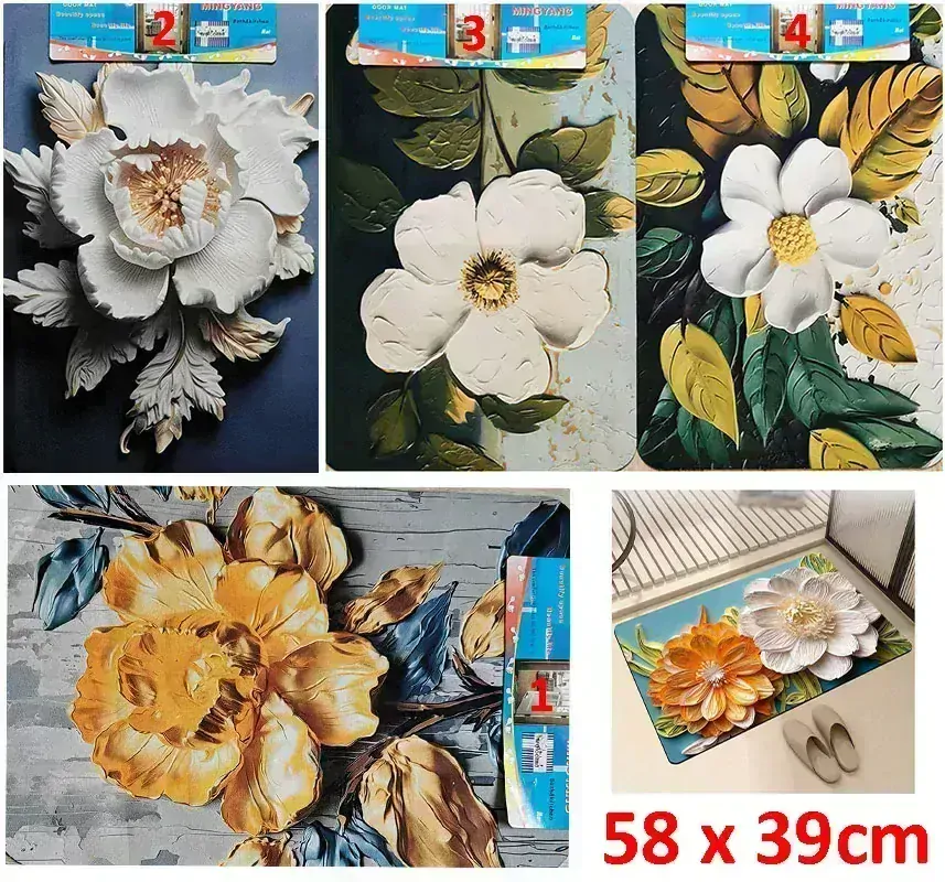 Kúpeľňová predložka protišmyková Kvet 58x39cm