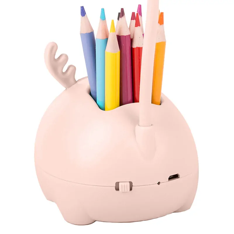 Detská LED lampa 3W so stojanom na mobil a ceruzky ružová