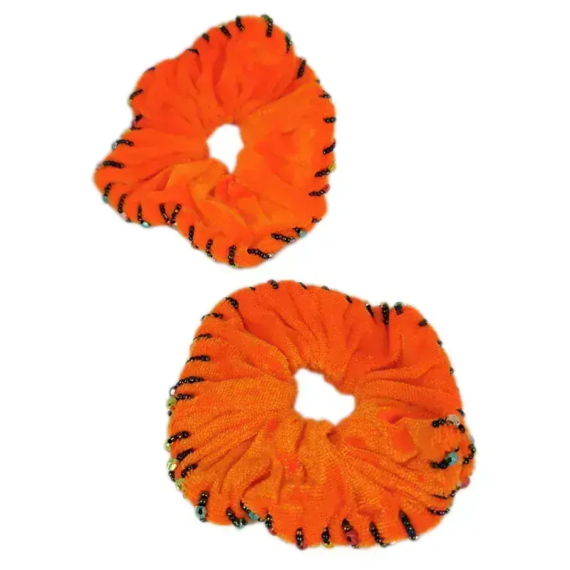 Gumička do vlasov semišová oranžová neón