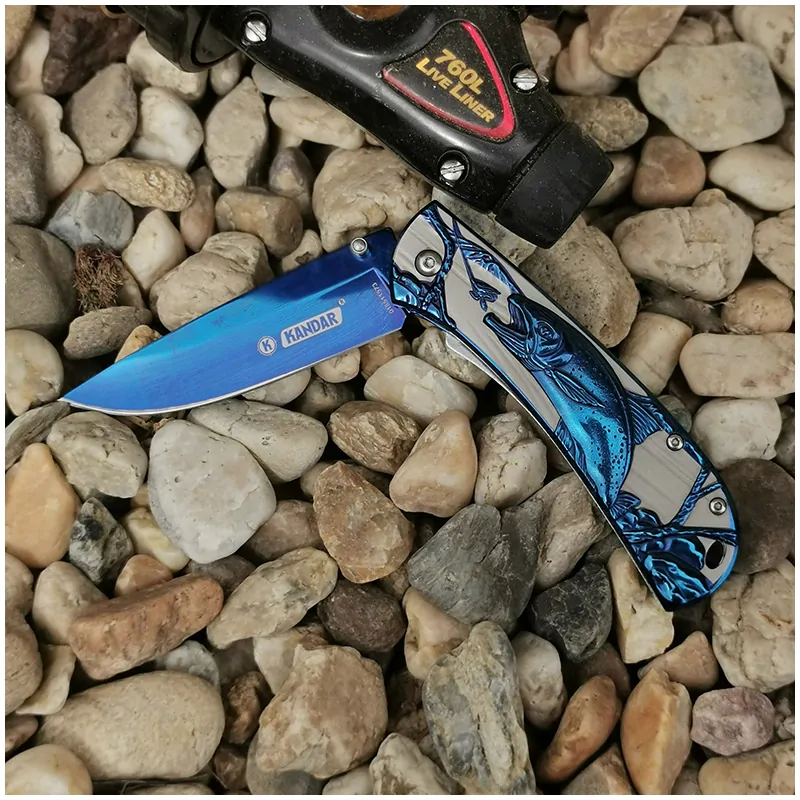 Blue Fish - Vreckový nožík kovový 3D 