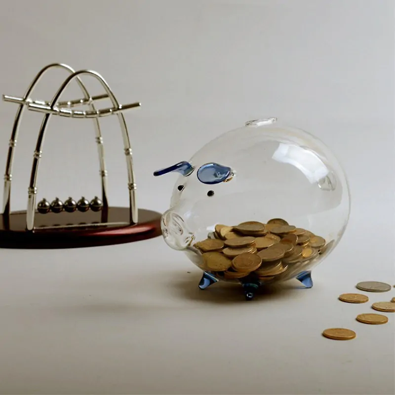 Pokladnička sklenená Prasiatko 18cm