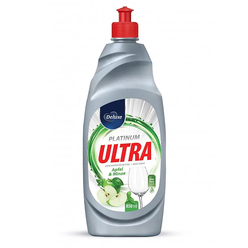 DeLuxe - Čistič na riad Ultra Platinum Apfel & Minz 850ml