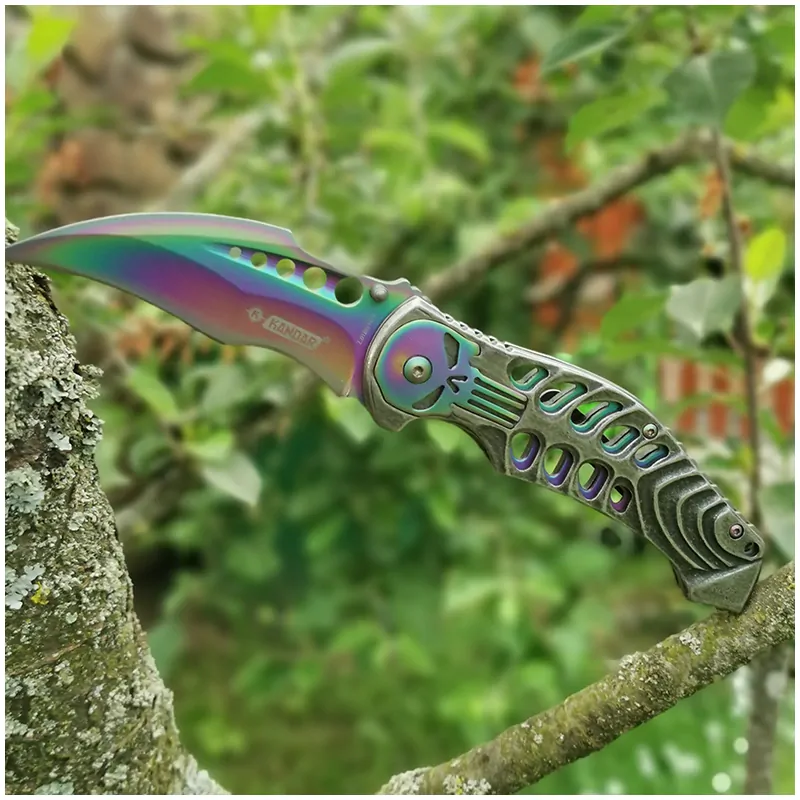 Rainbow Skull - Nôž Karambit celokovový