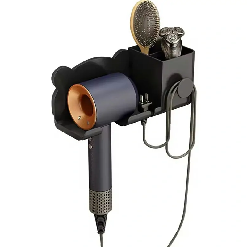 Nástenný držiak na fén čierny