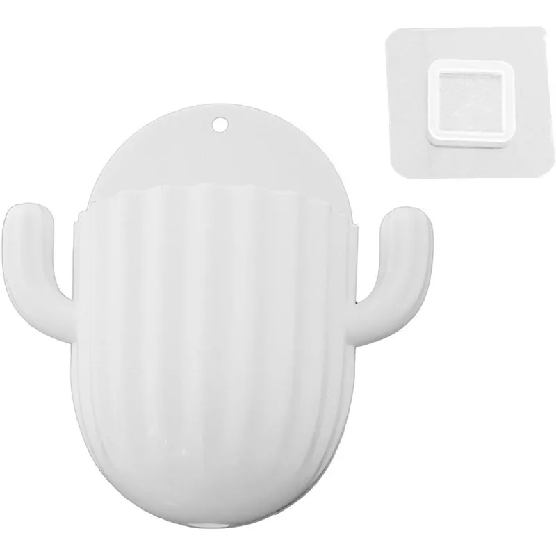 Samolepiaci nástenný držiak na kefky a kozmetické štetce biely