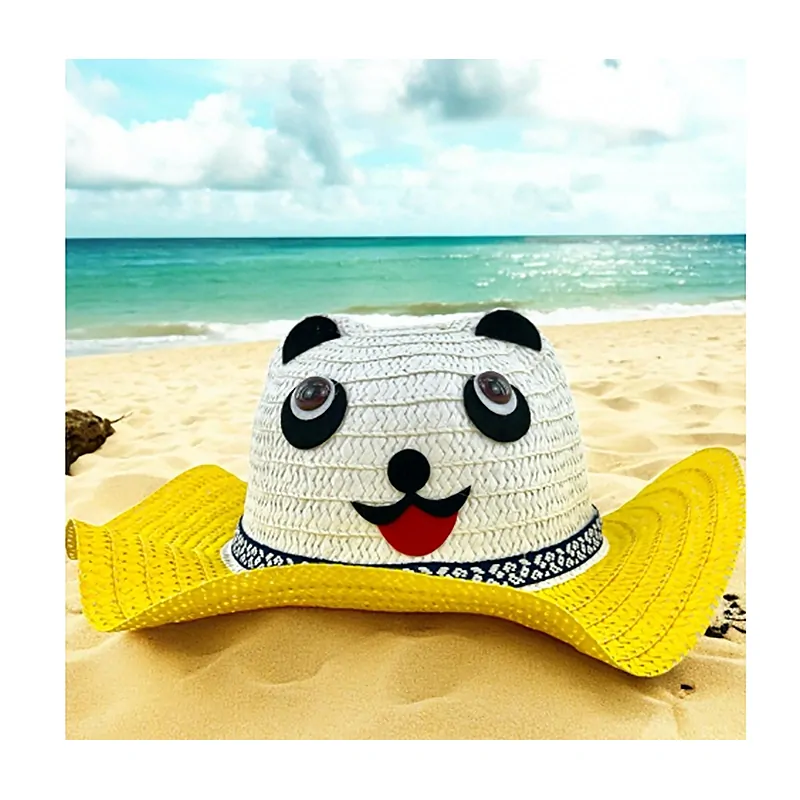 Panda - Detský slamenný klobúk 