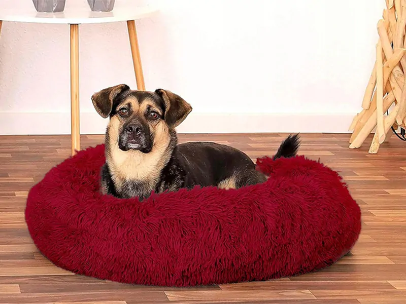 Plyšový pelech pre zviera okrúhly 80cm bordový