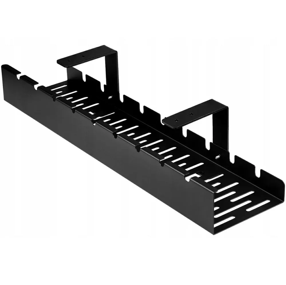 Závesný kovový organizér na káble pod pracovný stôl čierny