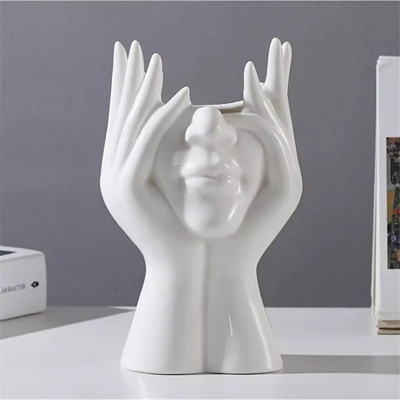 Kvetináč v tvare tváre biely 18cm