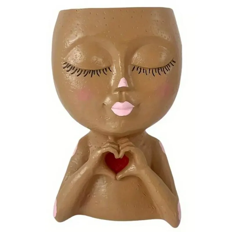 Kvetináč v tvare tváre hnedý 16cm