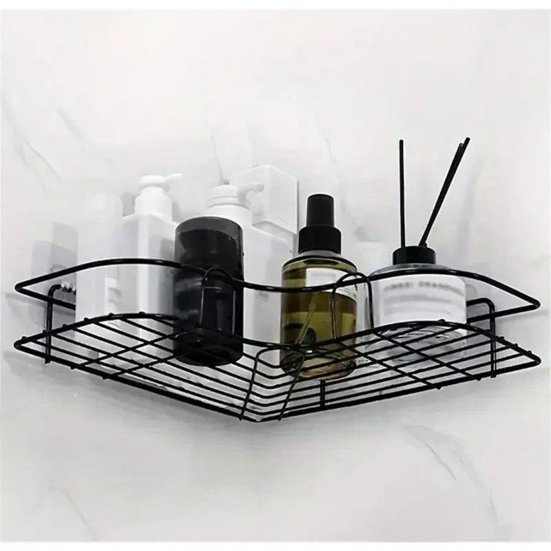 Rohová nástenná polica kovová 26x26cm čierna