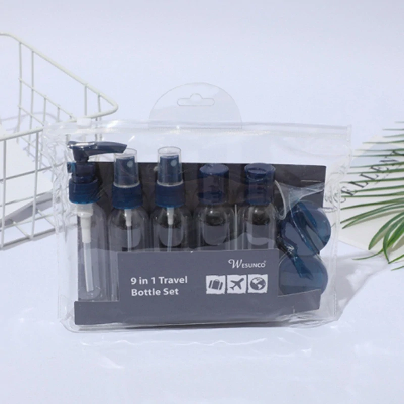 Cestovná sada kozmetických nádobiek 9-dielna