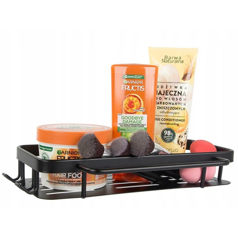 Nástenná polica do kúpeľne čierna 30x13x5cm