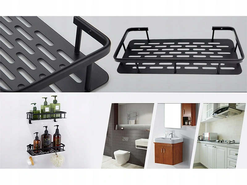 Nástenná polica do kúpeľne čierna 40x13x4cm