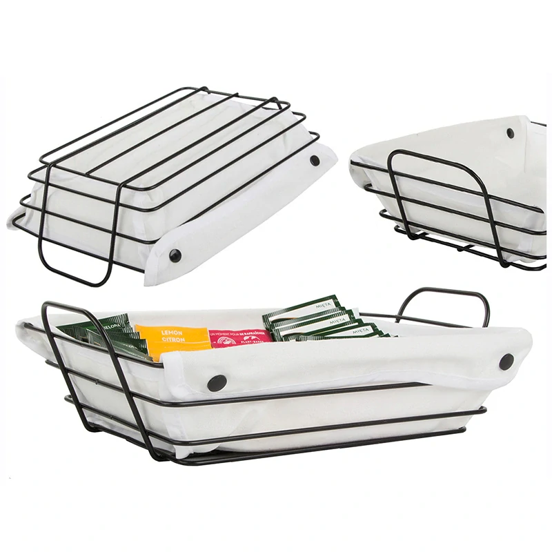 Kovový drôtený kôš na ovocie, chlieb s podstielkou