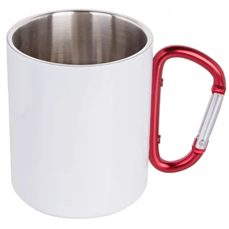 Plechový hrnček s karabínkou 300 ml biely