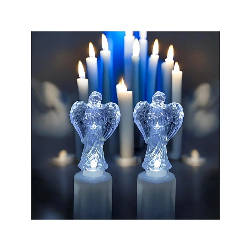 Anjel - Sviečka LED na batérie 16,5 cm - zimný biely