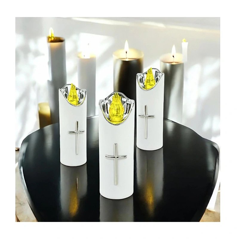 Sviečka s krížom LED na batérie 15 cm