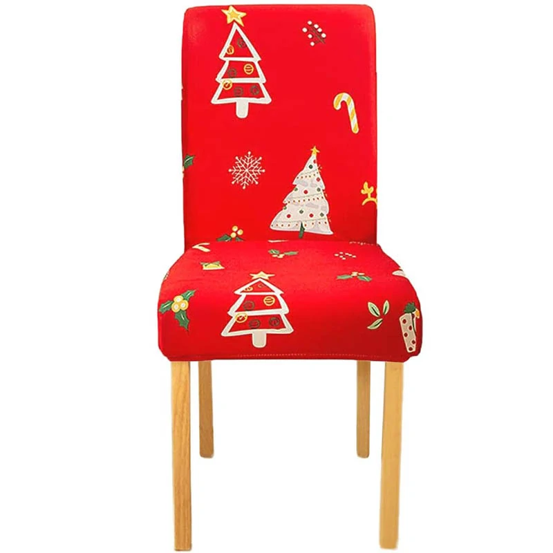 Červený poťah na stoličku s vianočným motívom