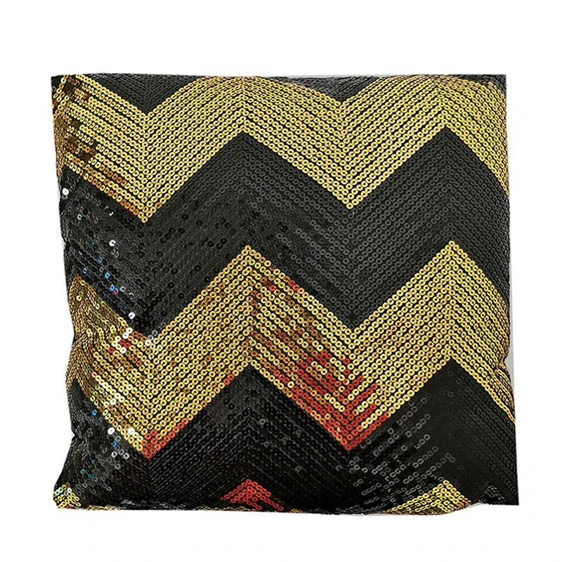 Vankúš s flitrami čierno-zlatý 42x42cm 